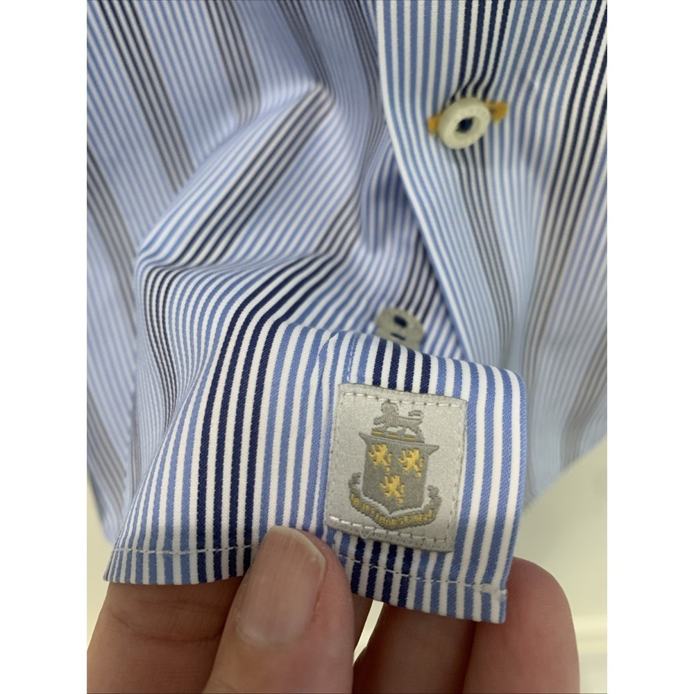 Robert Talbott Carmel Shirt L Long Sleeve Button Up Blue Striped Cotton EUC - Picture 3 of 6